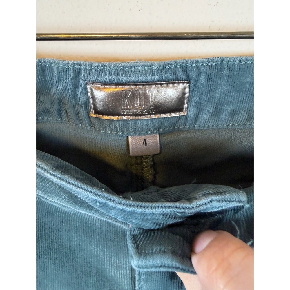 KUT from the Kloth Womens Corduroy Ana High Rise Fab Ab Flare Teal 4 - Picture 2 of 8
